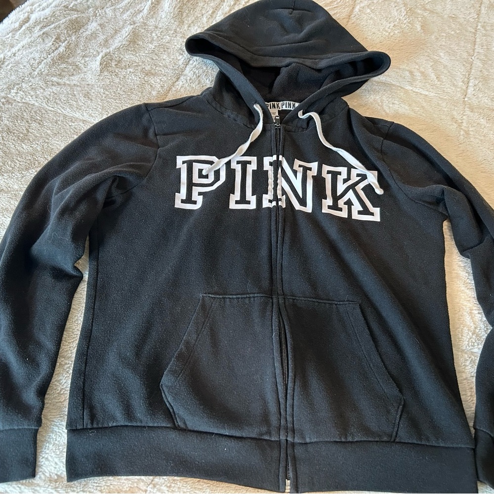 Victoria's Secret Black Hoodie with White Accents
